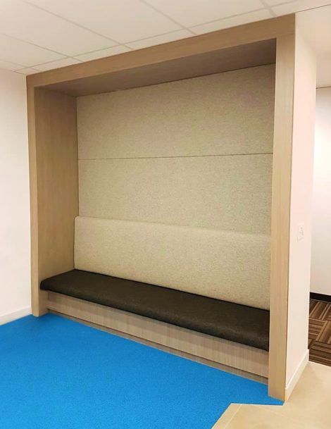 Contract Banquette in Felt Upholstered by United Upholstery